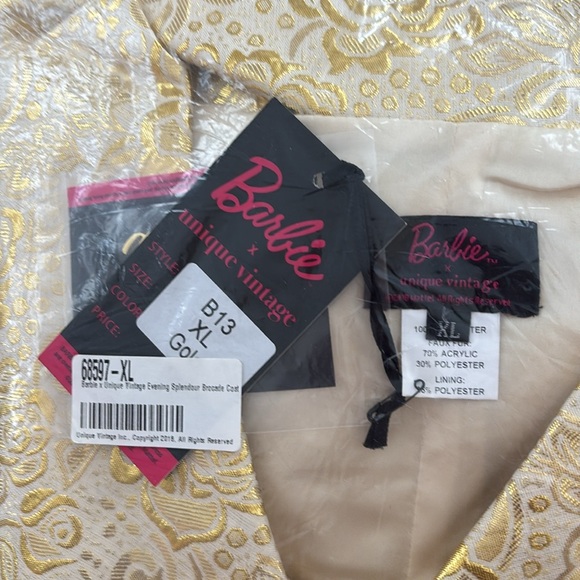 Barbie x Unique Vintage Evening Splendour Brocade Coat w/Faux Fur NWT - Picture 13 of 15